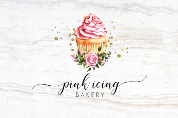Download Watercolor Pink Cupcake Logo Design - Design Collection