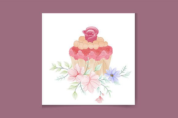 Download Watercolor Pink Cupcake Logo Design - Design Collection