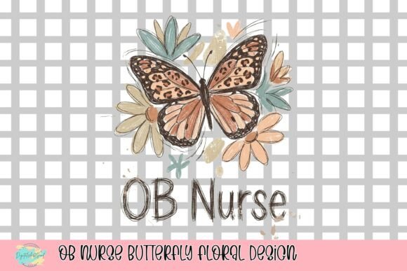 Download OB Nurse Butterfly Floral Design - Design Collection