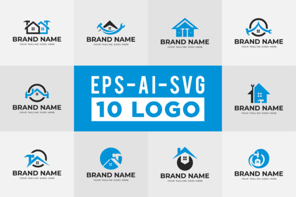 Download House Repair Logo Design Set - Design Collection