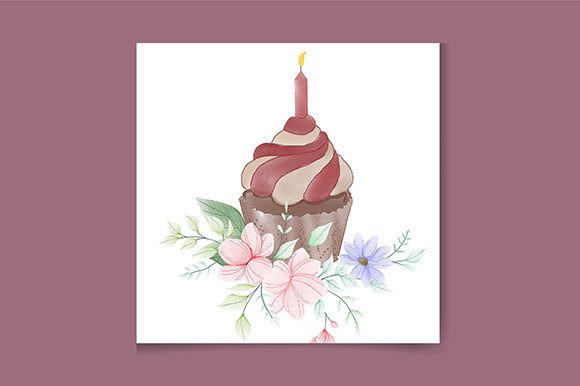 Download Watercolor Pink Cupcake Logo Design - Design Collection