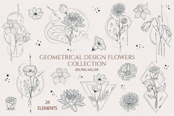 Download Geometrical Design Birth Month Flowers - Design Collection