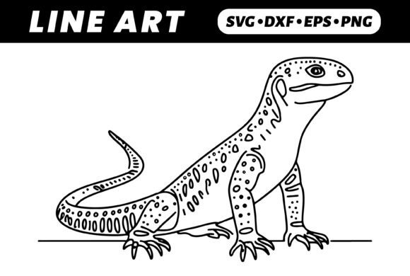 Download Line Art Lizard, Ornate Design, Reptile - Design Collection