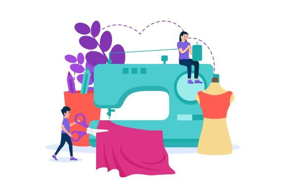 Download Tailor and Sewing Studio in Flat Design - Design Collection
