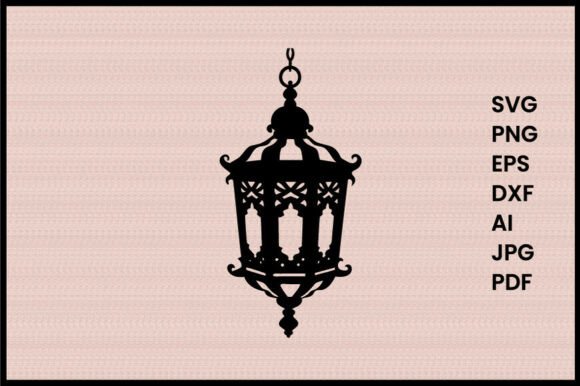 Download Hanging Lantern with Ornate Design Silho - Design Collection