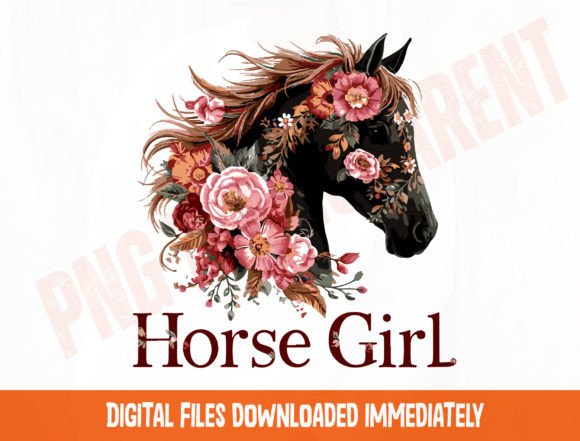 Download Horse Girl Floral Design Png, Colorful - Design Collection