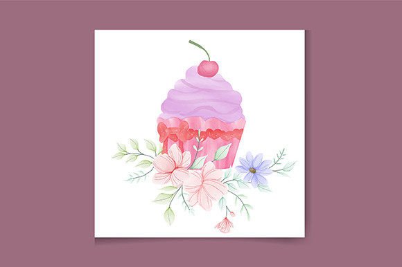 Download Watercolor Pink Cupcake Logo Design - Design Collection